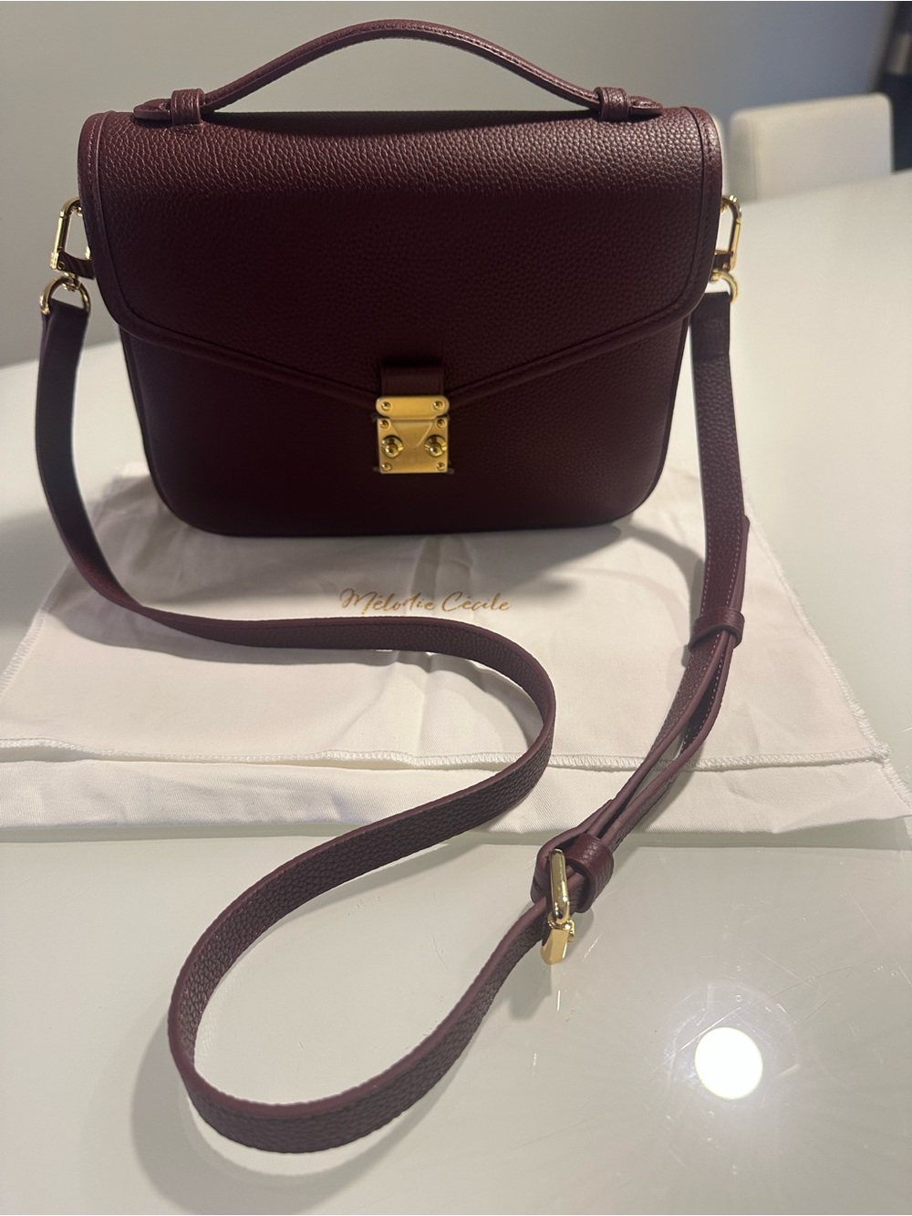 NWOT Dress Up Your Purse Paris 15 Burgundy Togo Leather Satchel